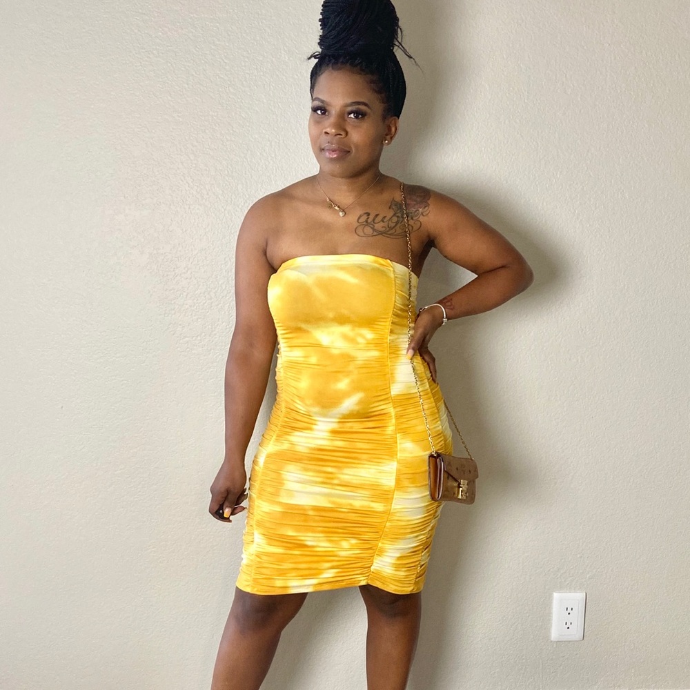Yellow & White Tie Dye Dress
